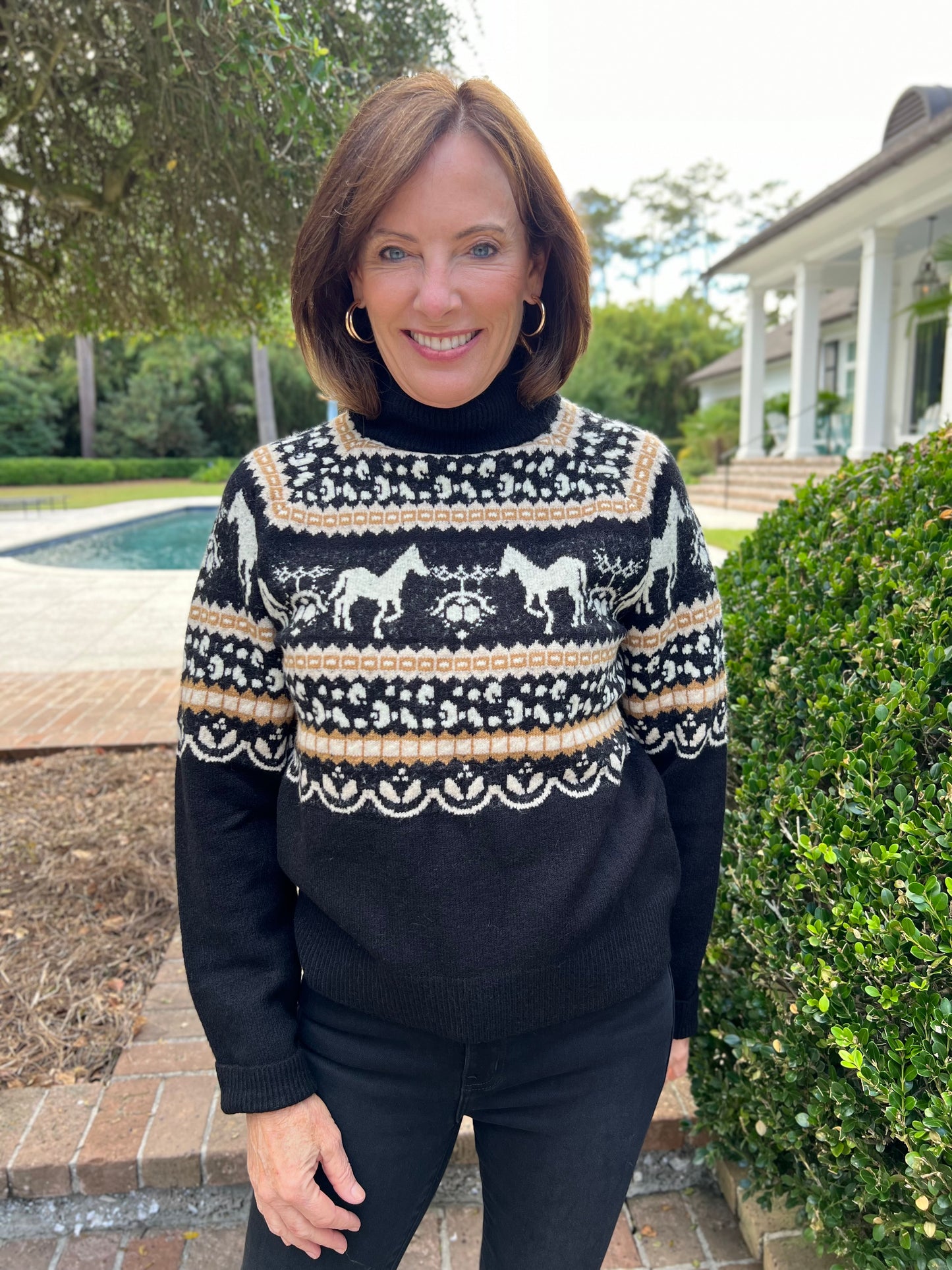 Horse Fair Isle Black Sweater