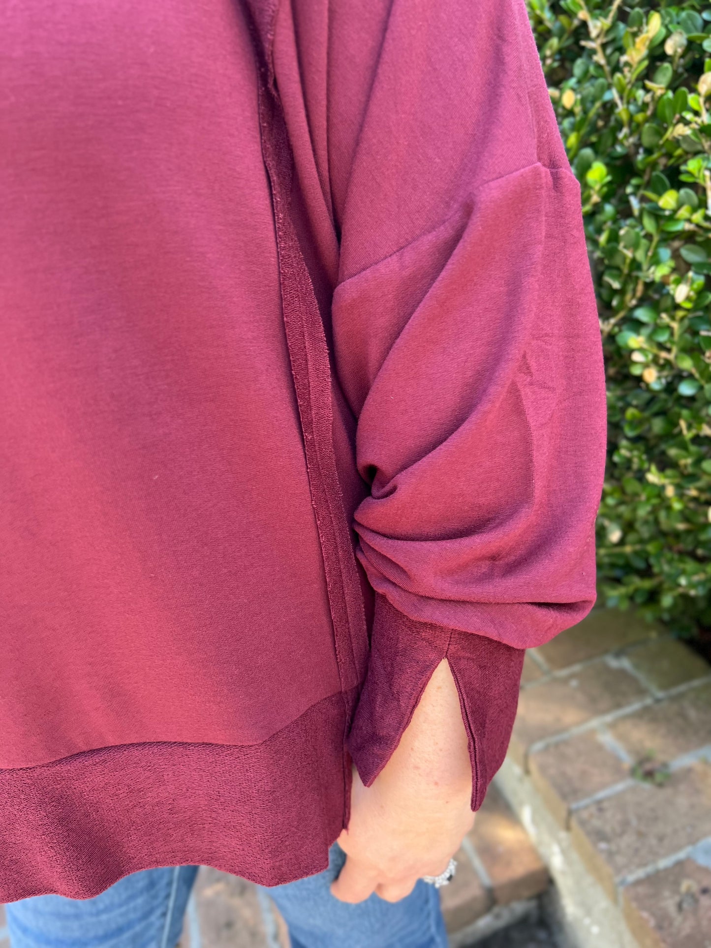 Sinking Feeling Burgundy Long Sleeve Pullover Top