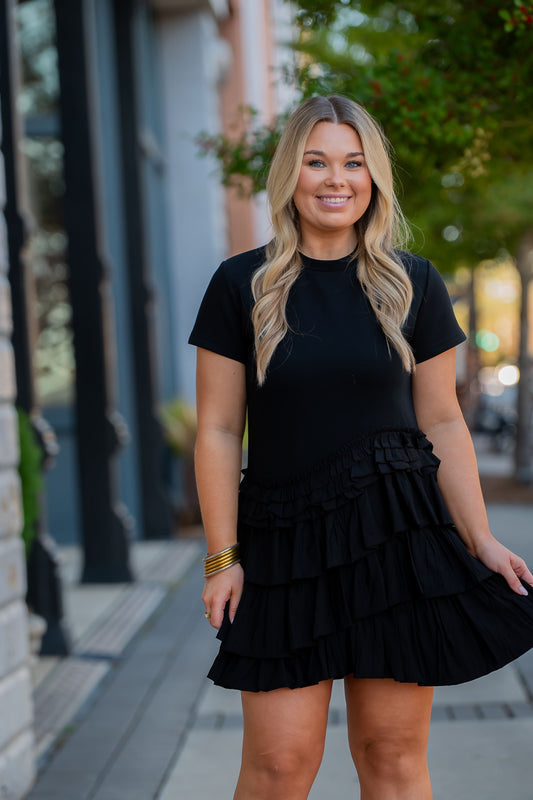 Owensboro Ruffle Asymmetric Tiered Dress