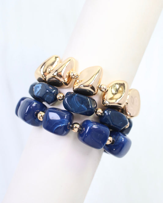 Rayna Beaded Bracelet Set Navy