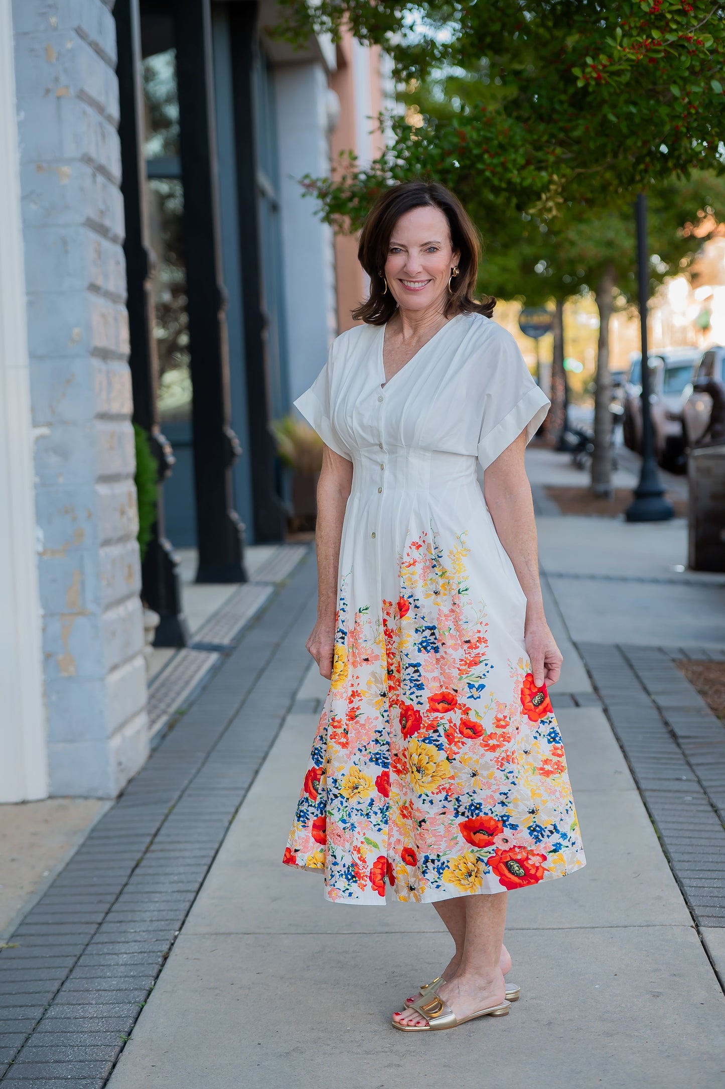 Naomi Floral Short Cuff Sleeve Dress
