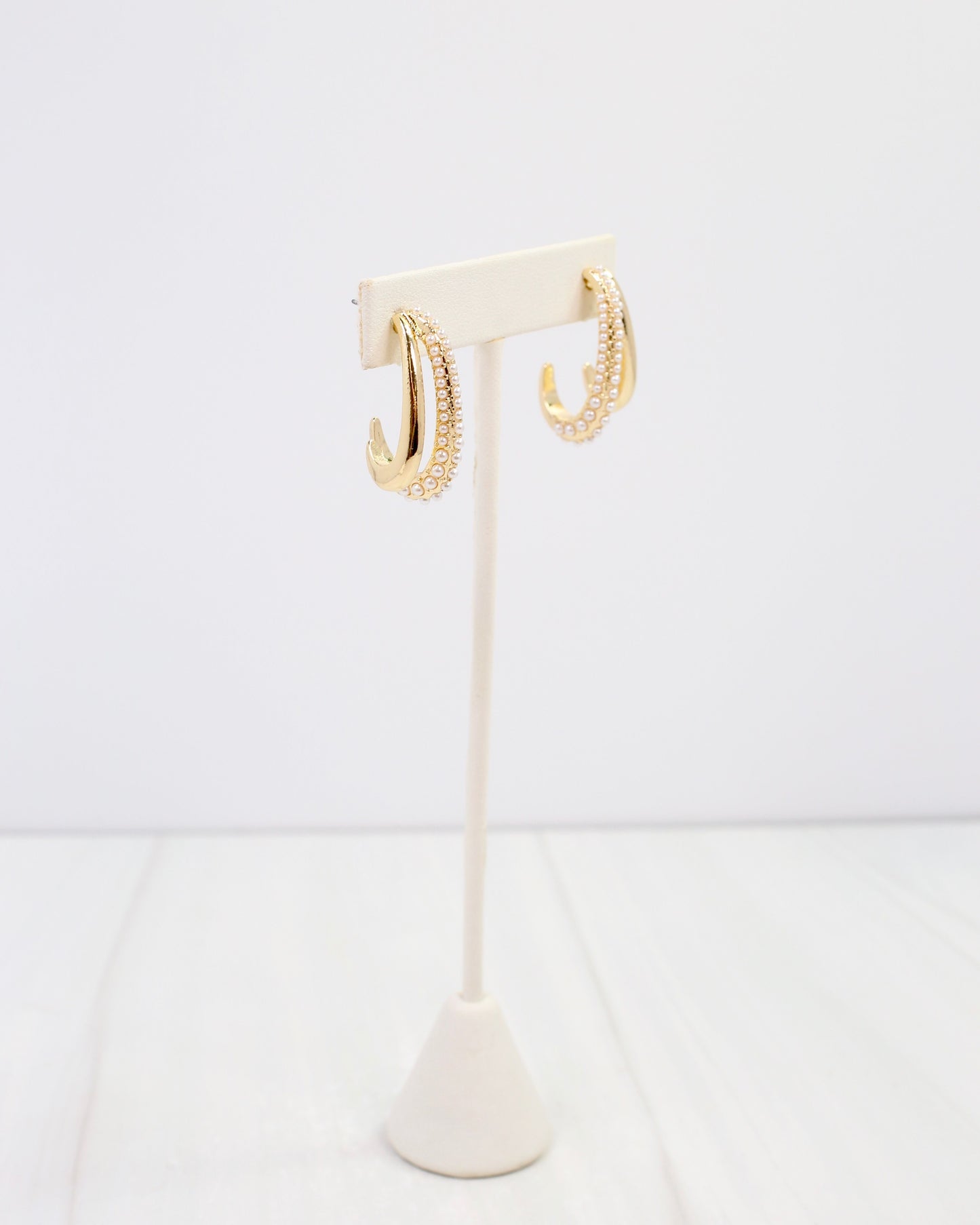 McPherson Pearl Double Hoop Earring Gold