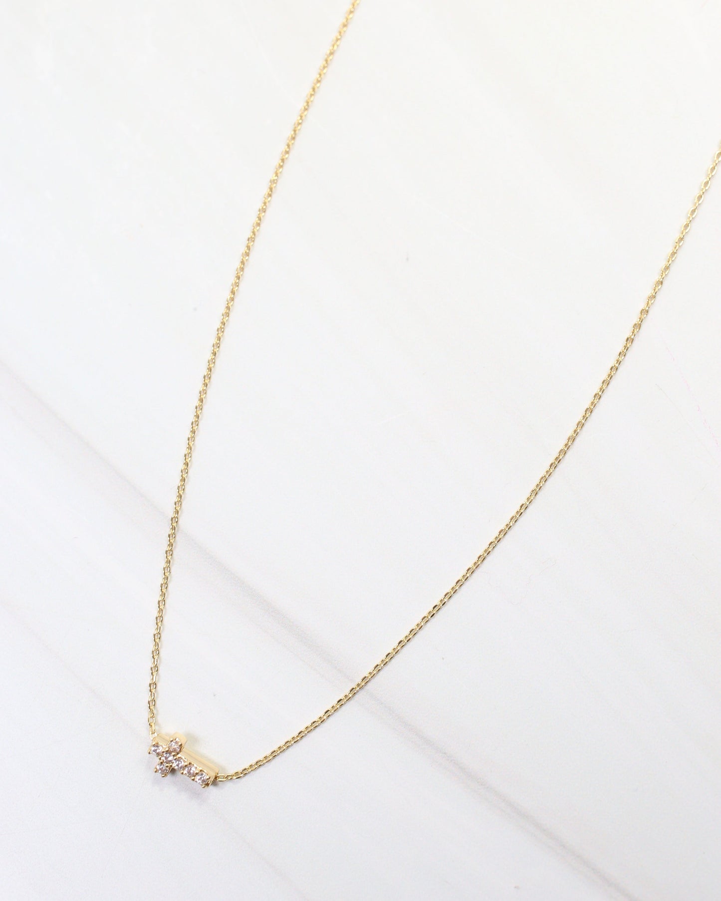 Milton Side Cross Necklace Gold