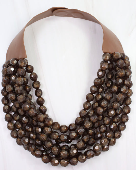 Cadence Multi Layered Beaded Necklace Brown