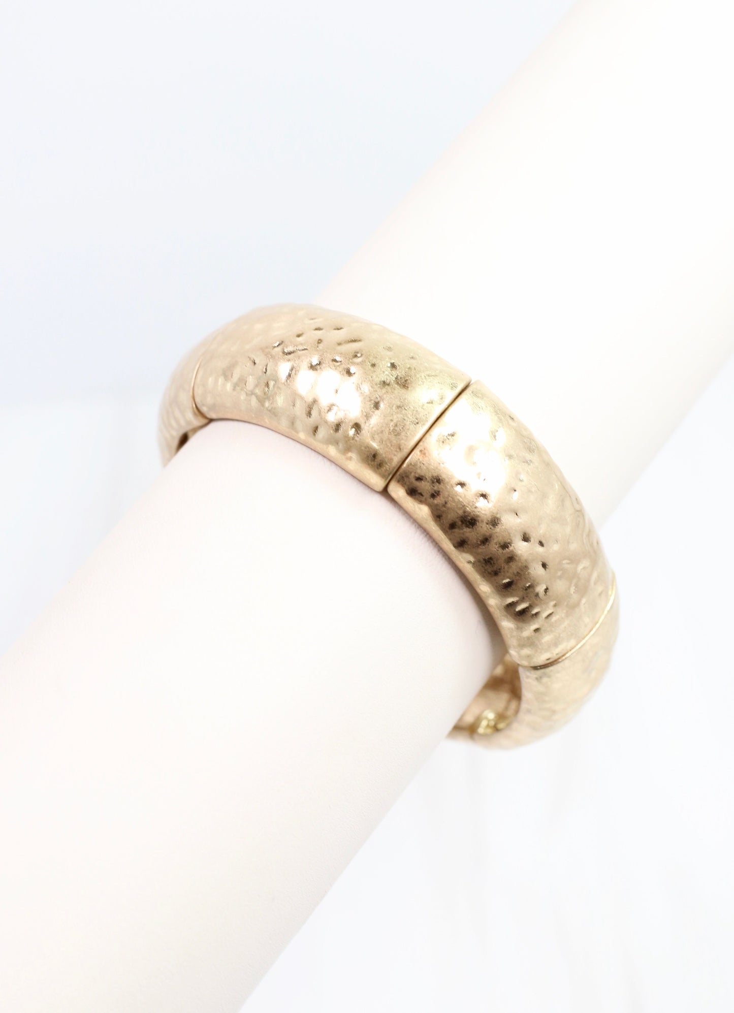 Grayson Hammered Stretch Bracelet Worn Gold