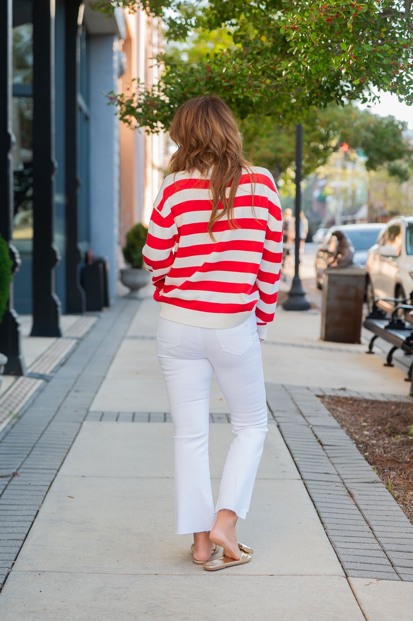 Whitney White Step Hem Crop Flare