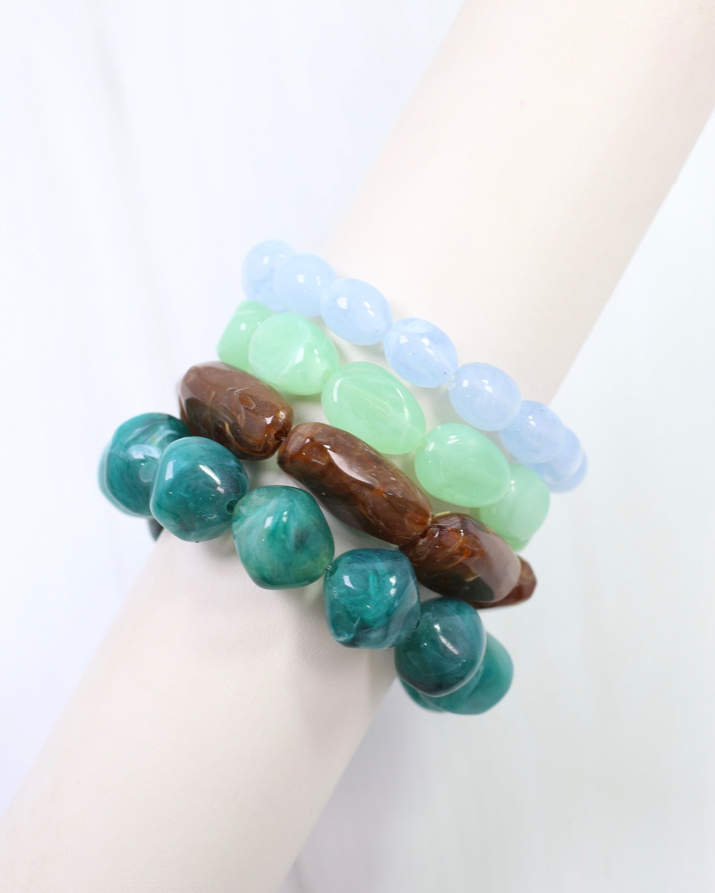 Joplin Marble Beaded Bracelet Set Turquoise
