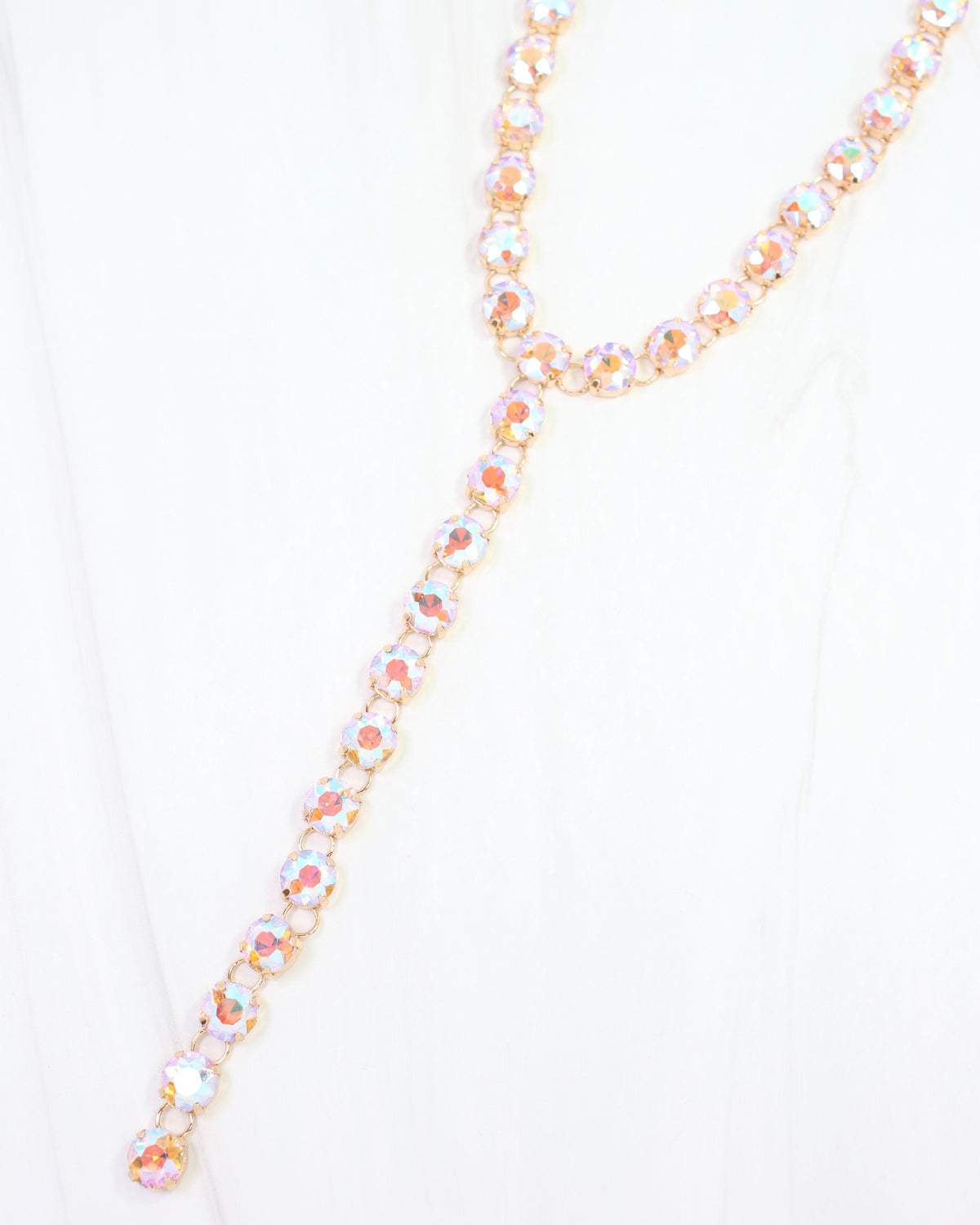 Andrea Rhinestone Y Necklace Pink AB
