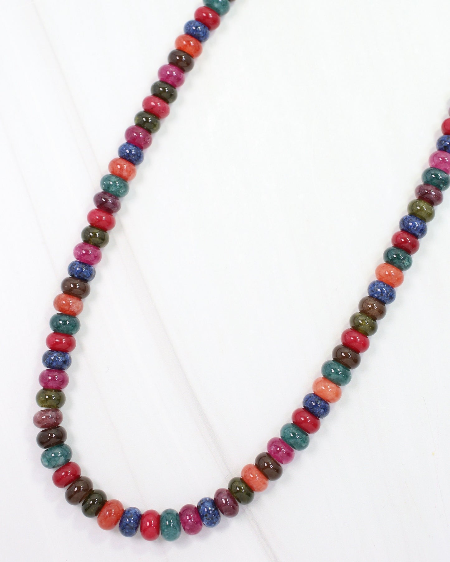 Gisela Stone Beaded Oval Clasp Necklace Dark Multi