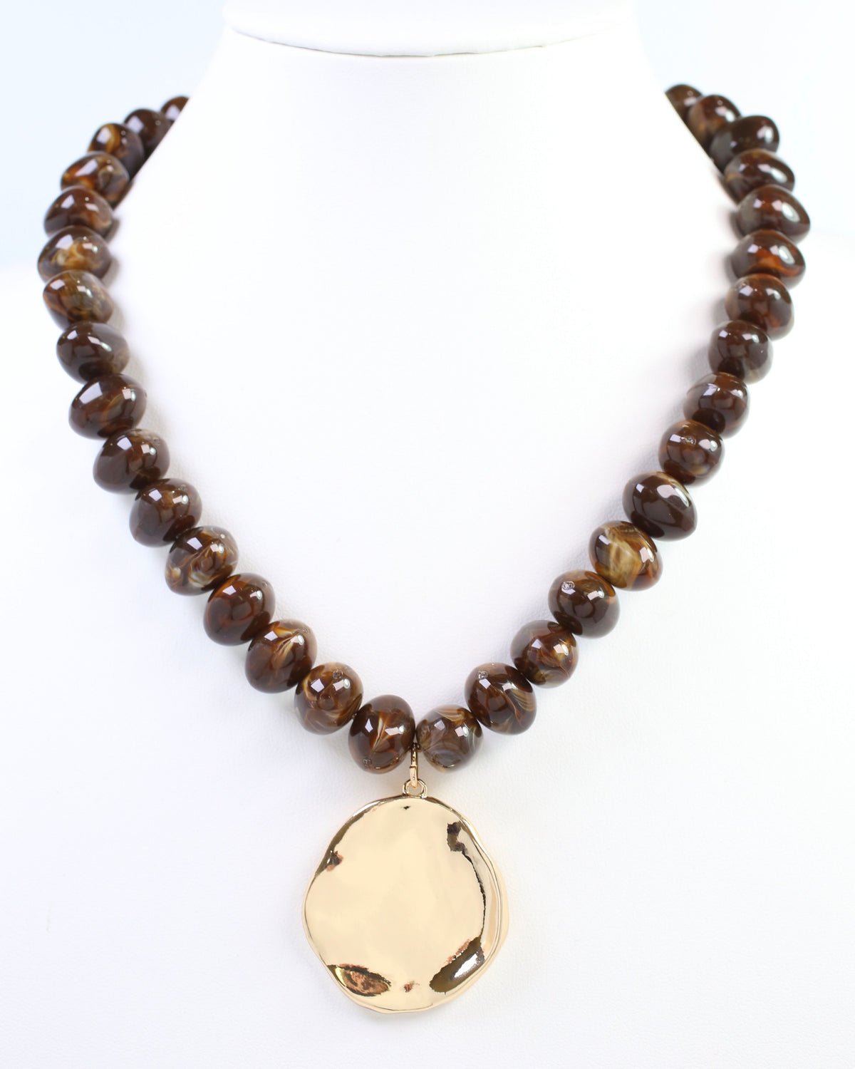 Douglas Beaded Pendant Necklace Brown