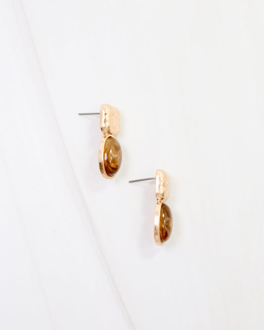 Mindy Textured Gold Drop Earring Tortoise