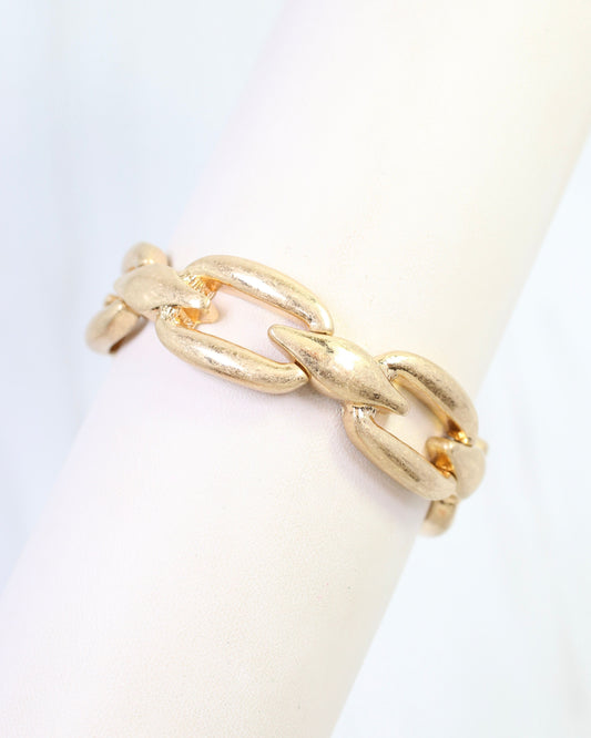 Lesley Link Stretch Bracelet Worn Gold