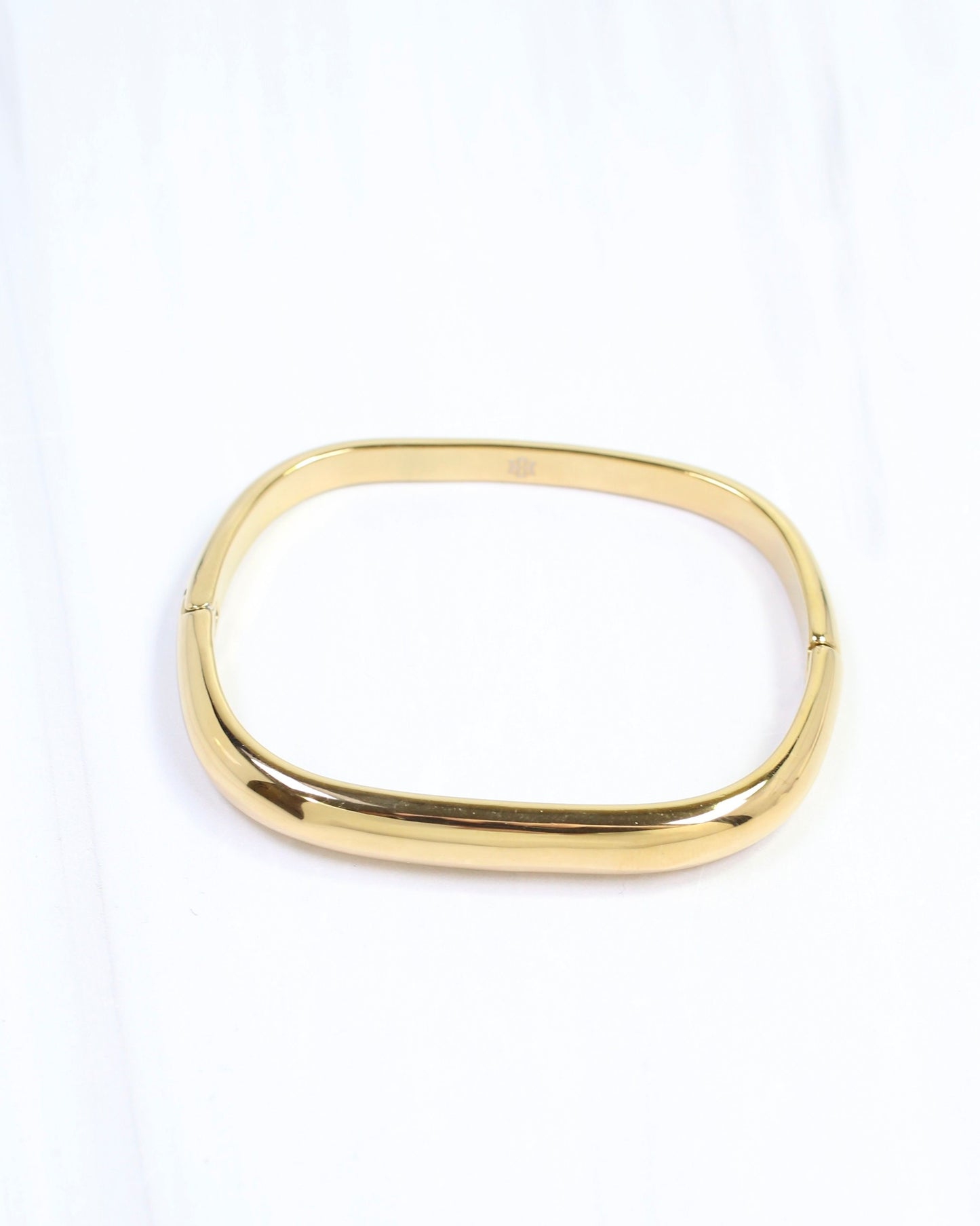 Cynthia Square Hinged Bangle Bracelet WP Gold