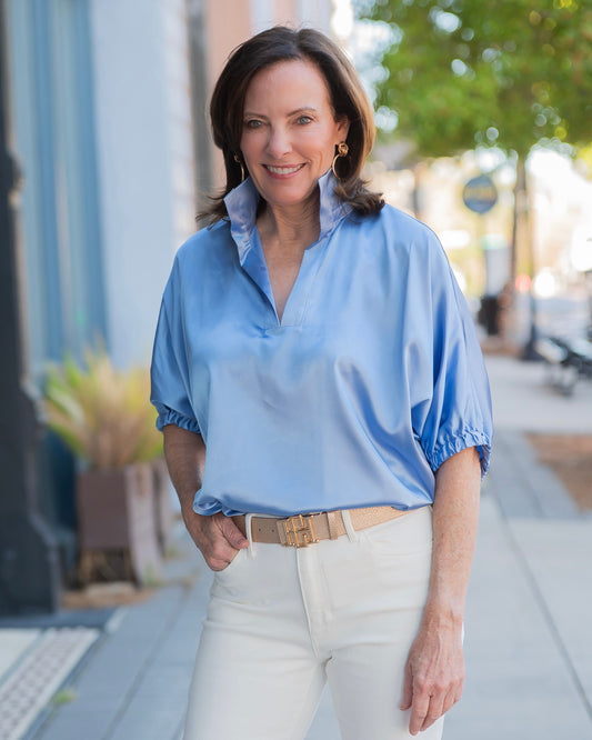 Flora Chambray Drop Shoulder Top