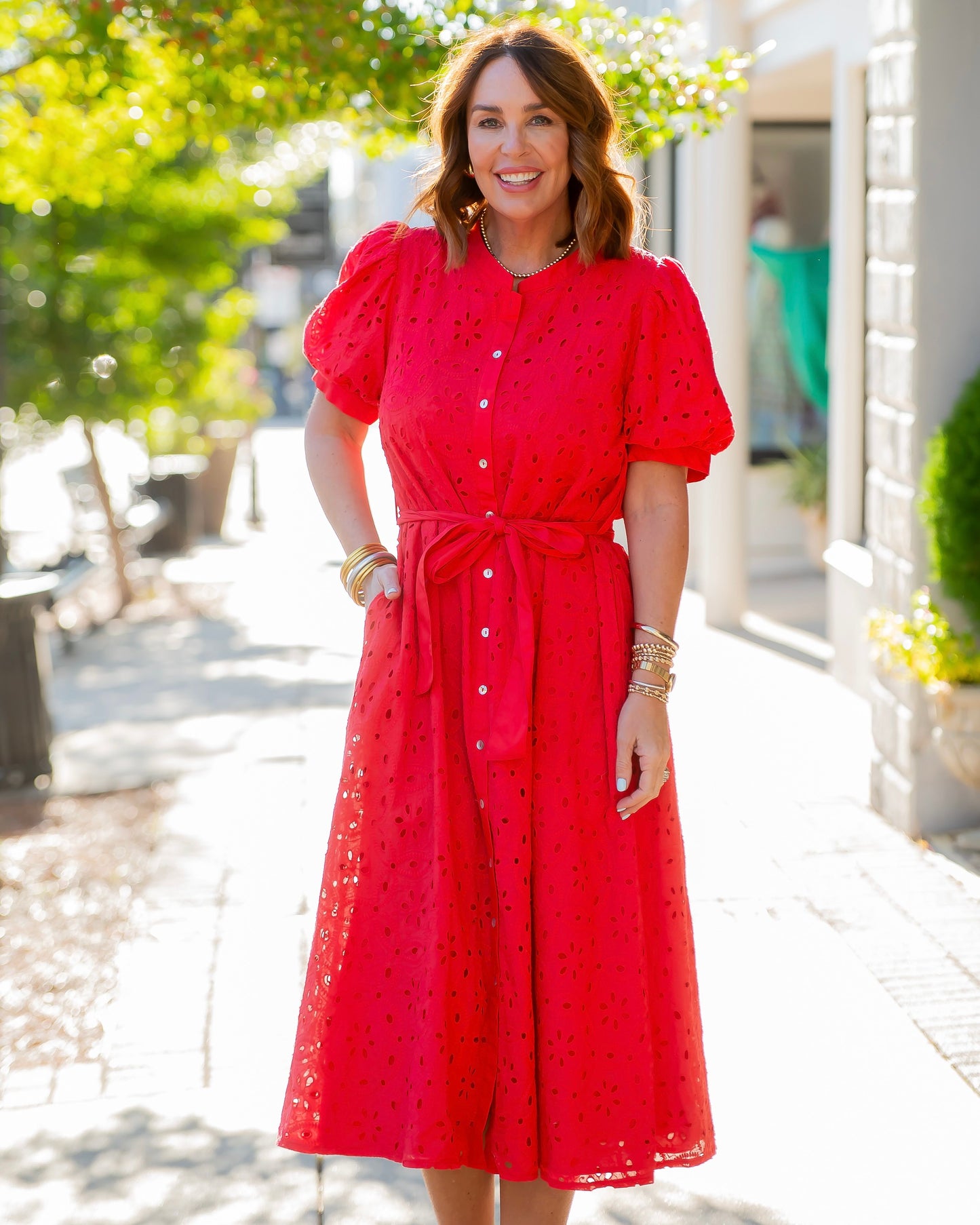 Bloomington Eyelet Detail Maxi Dress