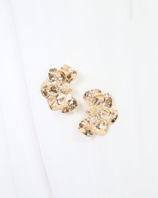 Campbellsville Flower Fan Earring Gold