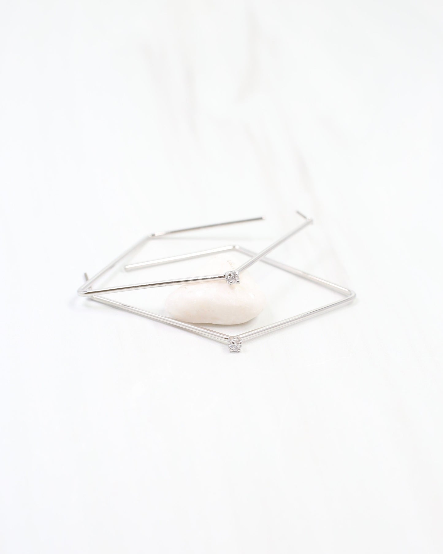 Webster Diamond Shaped Hoop Earring Silver