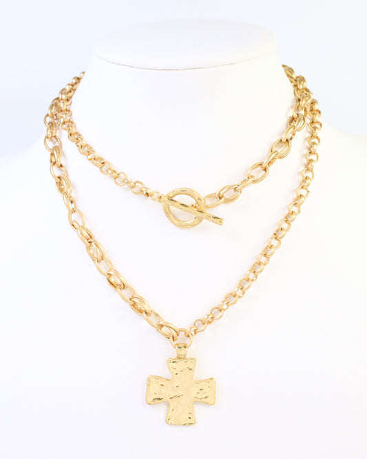 Cambridge Double Chain Cross Necklace WRVG