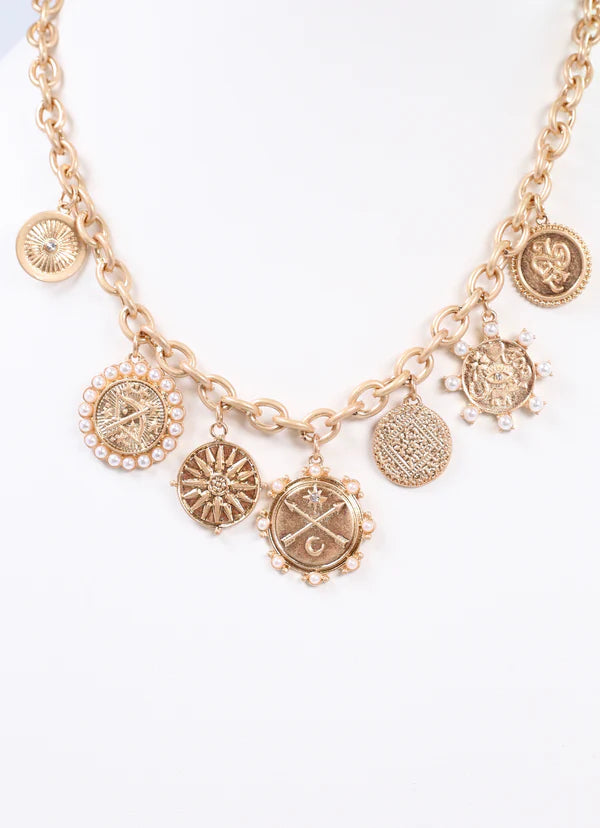 McWilliams Charm Necklace Worn Gold