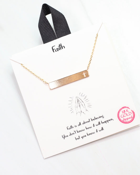 Faith Bar Necklace Gold