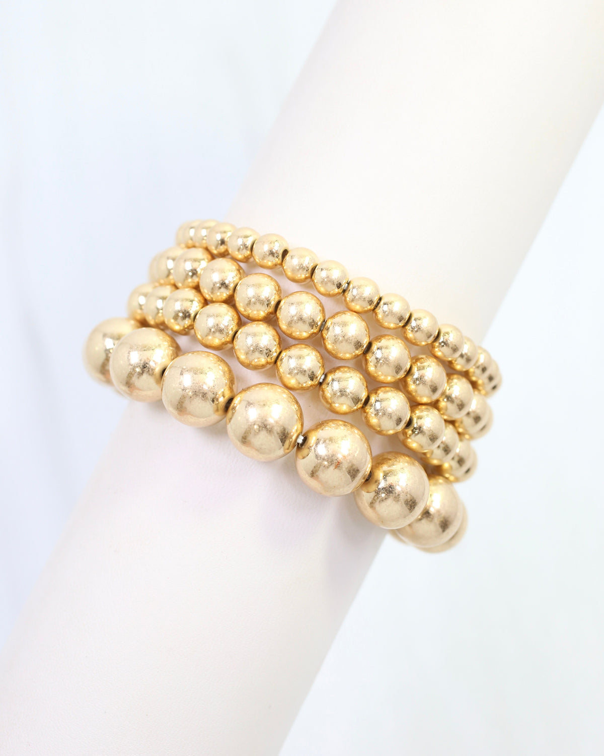 Brookie Beaded Stretch Bracelet Set Worn Gold