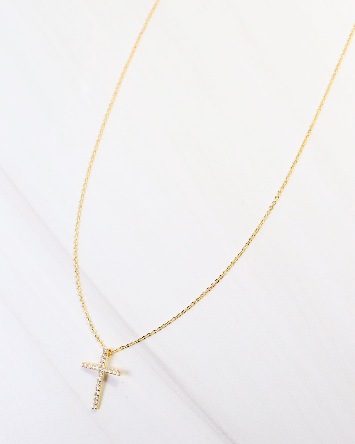 Millville CZ Pave Cross Necklace Gold