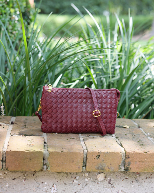 Liz Crossbody Bag Woven Burgundy