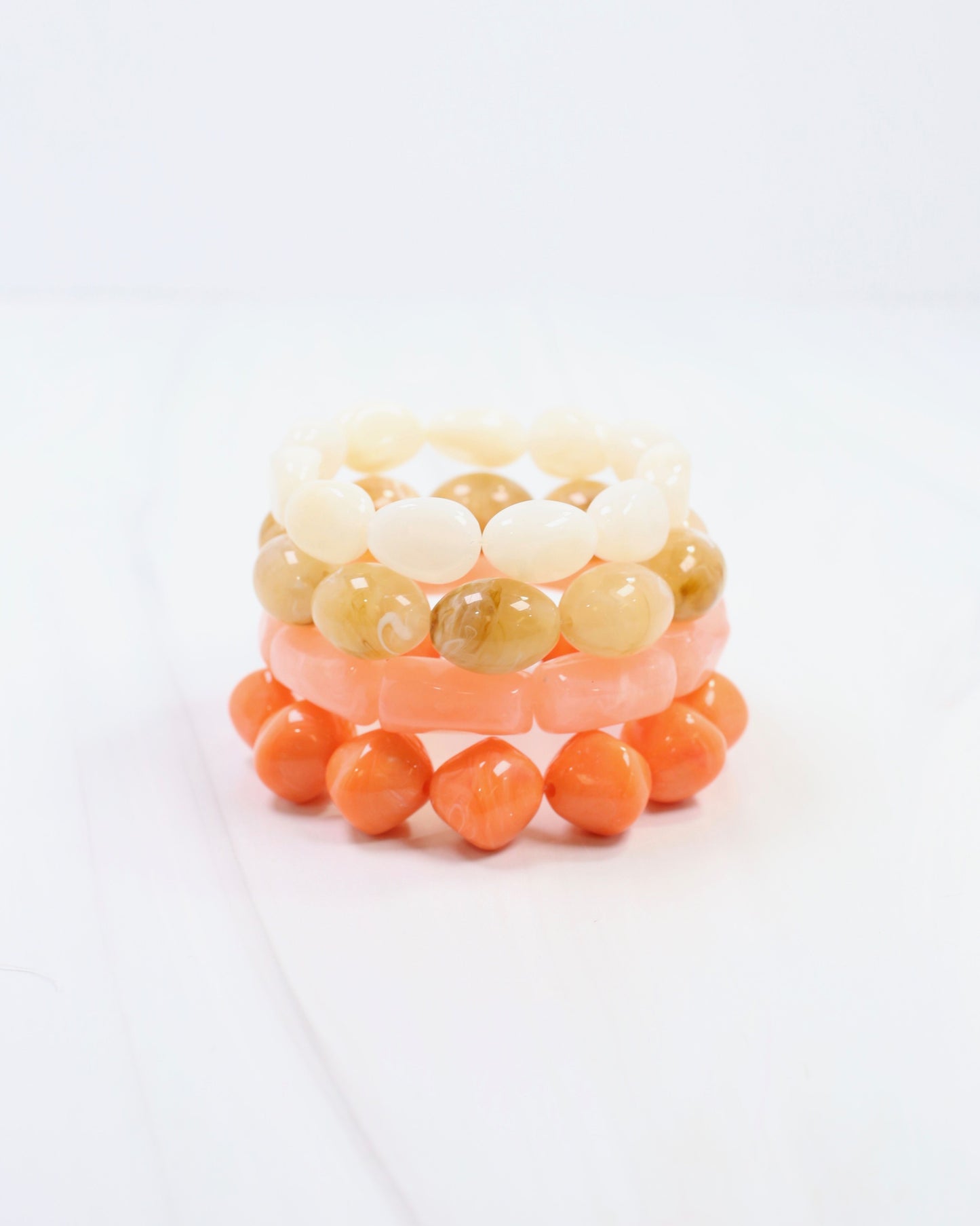 Joplin Marble Beaded Bracelet Set Coral