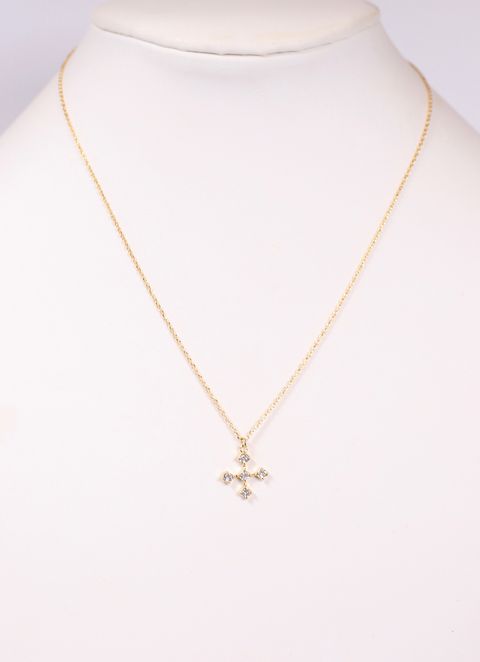 Eleanor CZ Cross Necklace Gold