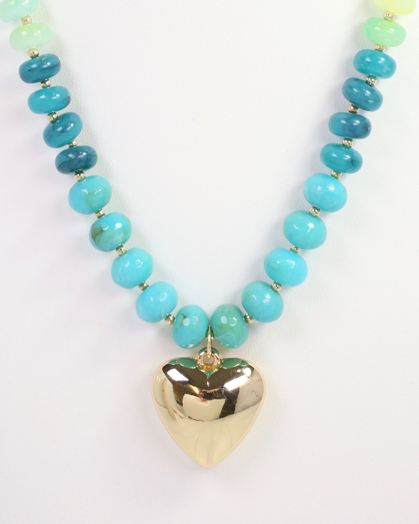 Belmont Stone Beaded Heart Necklace Turquoise