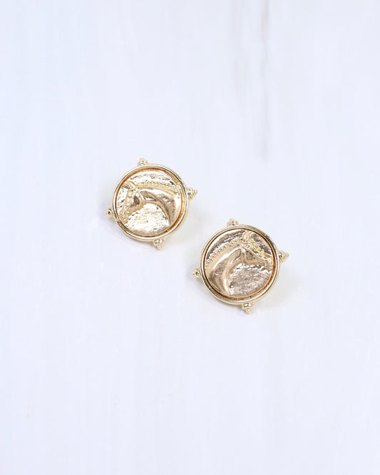 Millicent Horse Coin Earring Gold