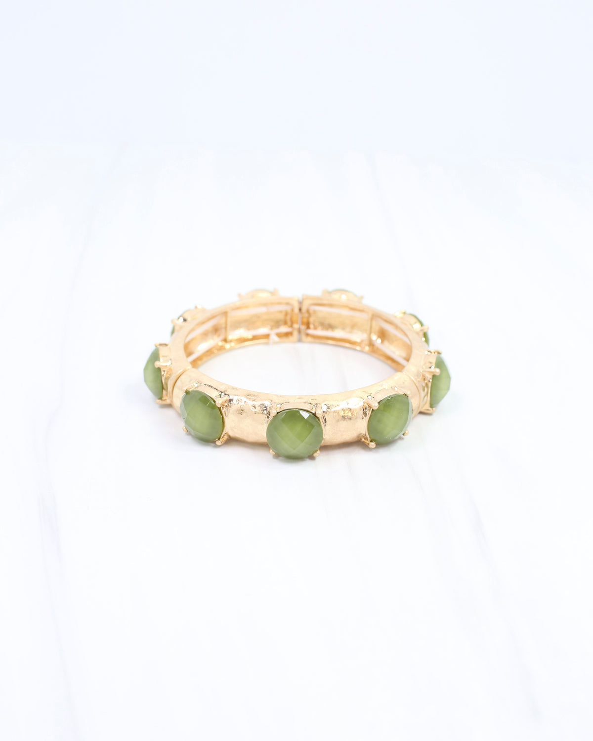 Mazie Faceted Stone Stretch Bracelet Olive