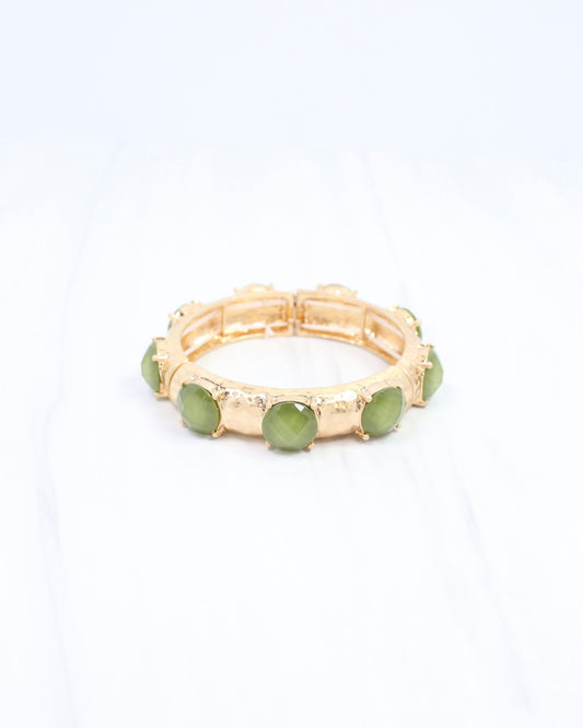 Mazie Faceted Stone Stretch Bracelet Olive
