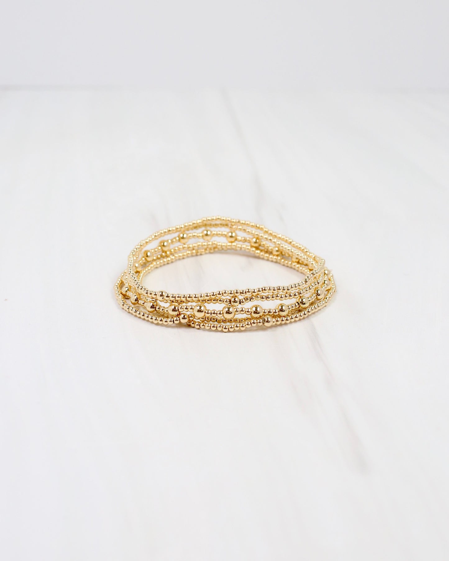 Anadarko Beaded Bracelet Set Gold