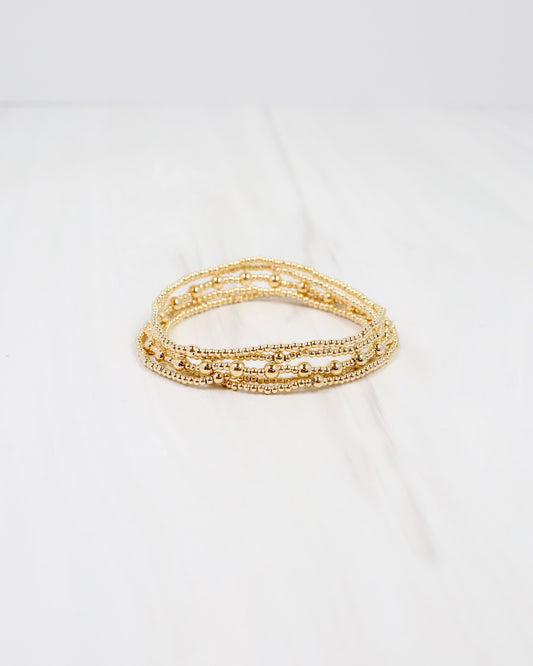 Anadarko Beaded Bracelet Set Gold