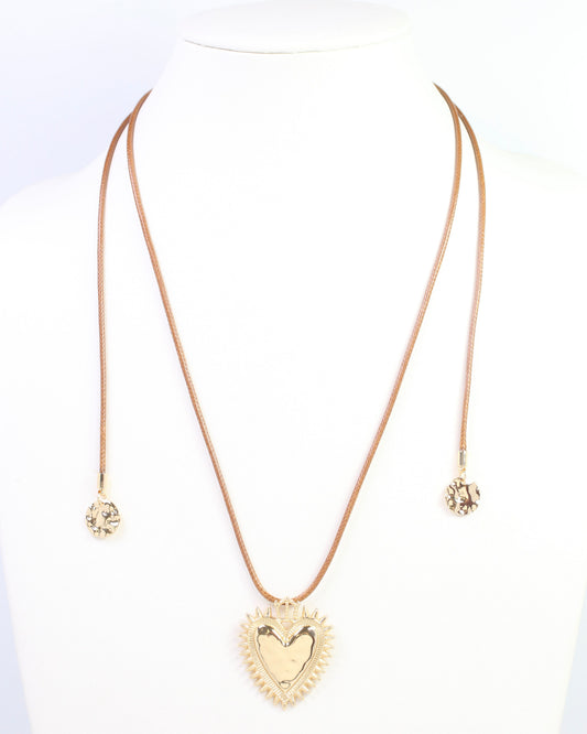 Liana Heart Wrap Cord Necklace Gold