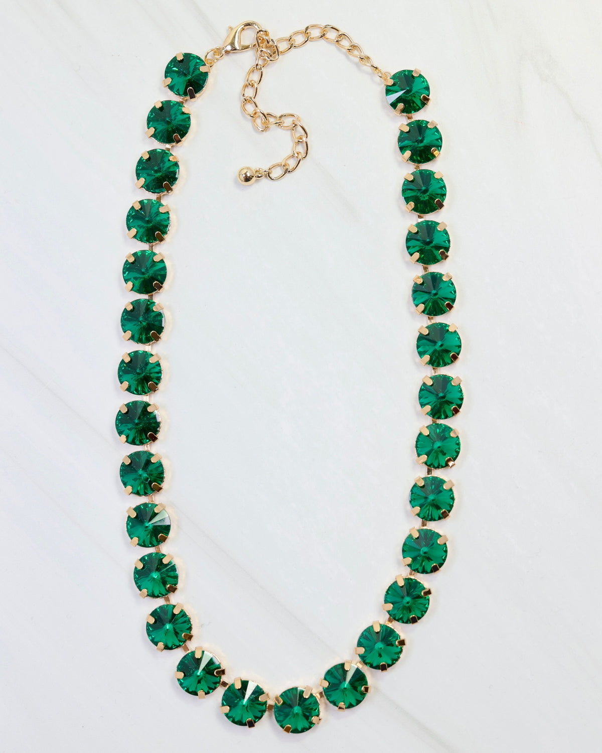 Harper Medium Rhinestone Necklace Emerald