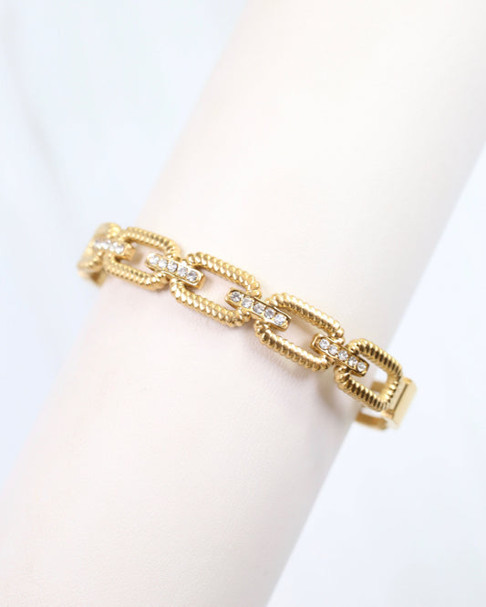 Tessa Textured Link Bangle WP Gold