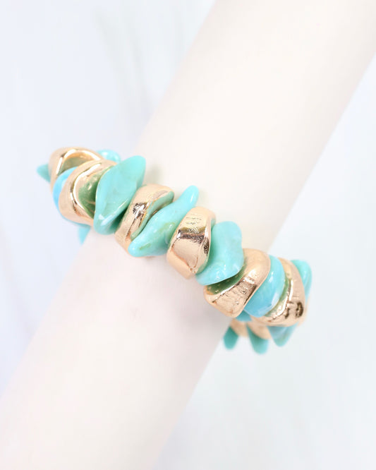 Aelia Beaded Stretch Bracelet Turquoise