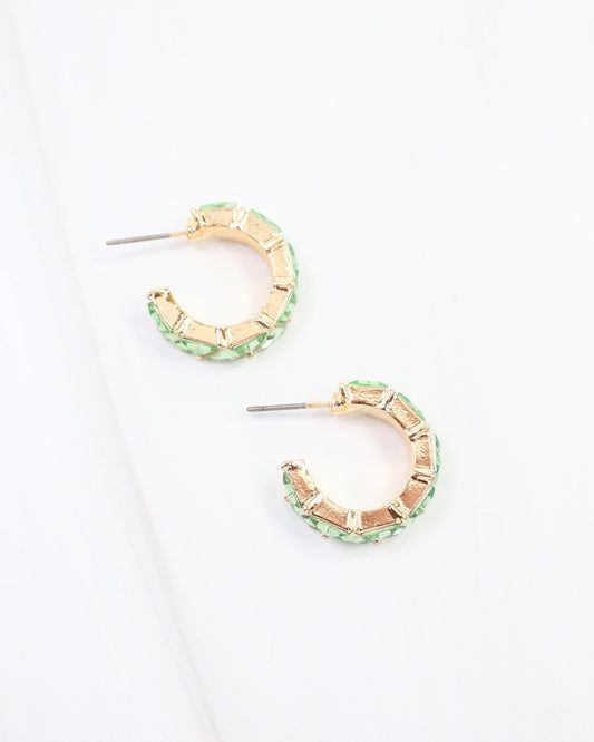 Rome Triangle Stone Hoop Earring Green