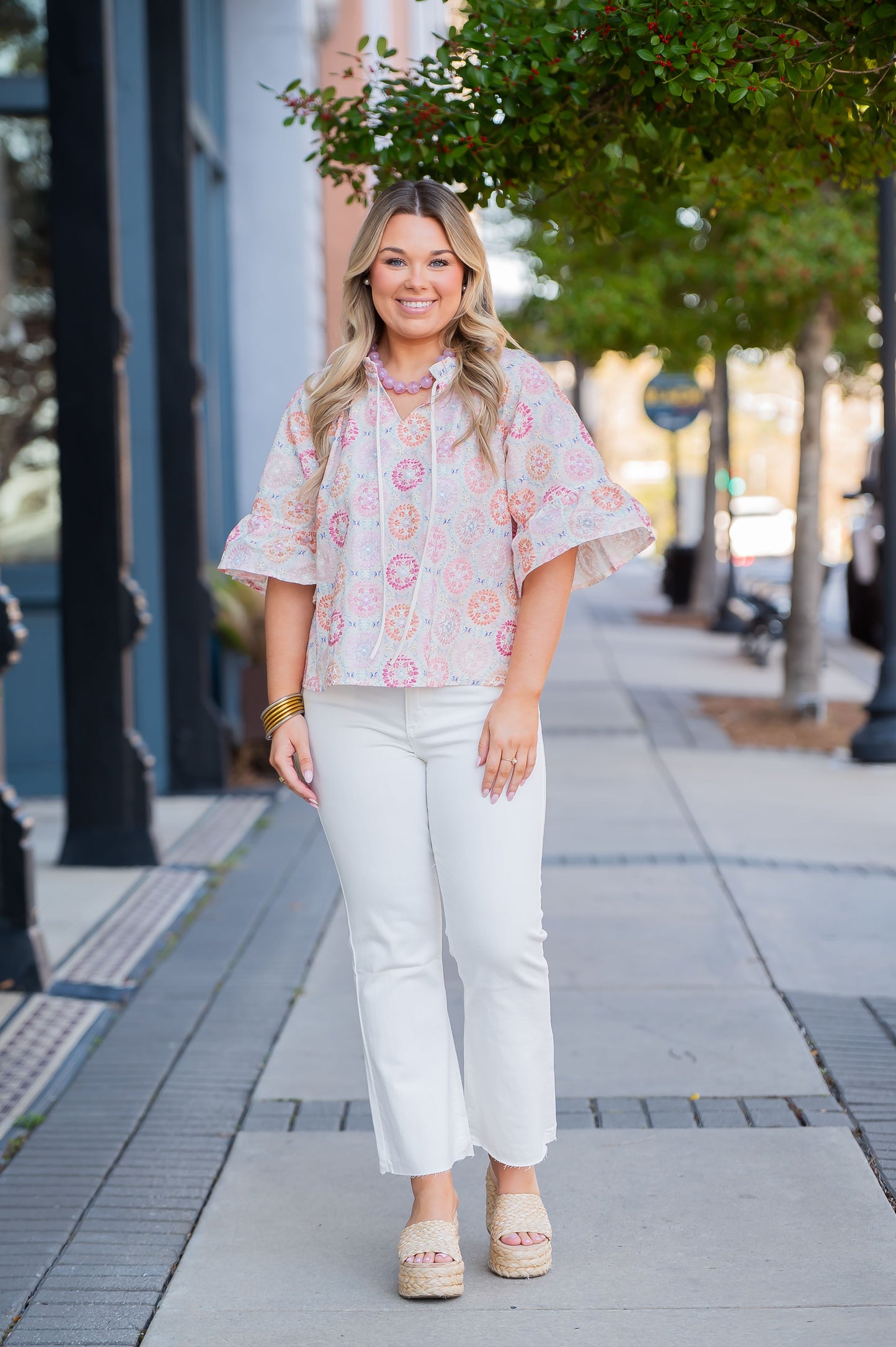Doris Raglan Wide Sleeve Floral Embroidered Top