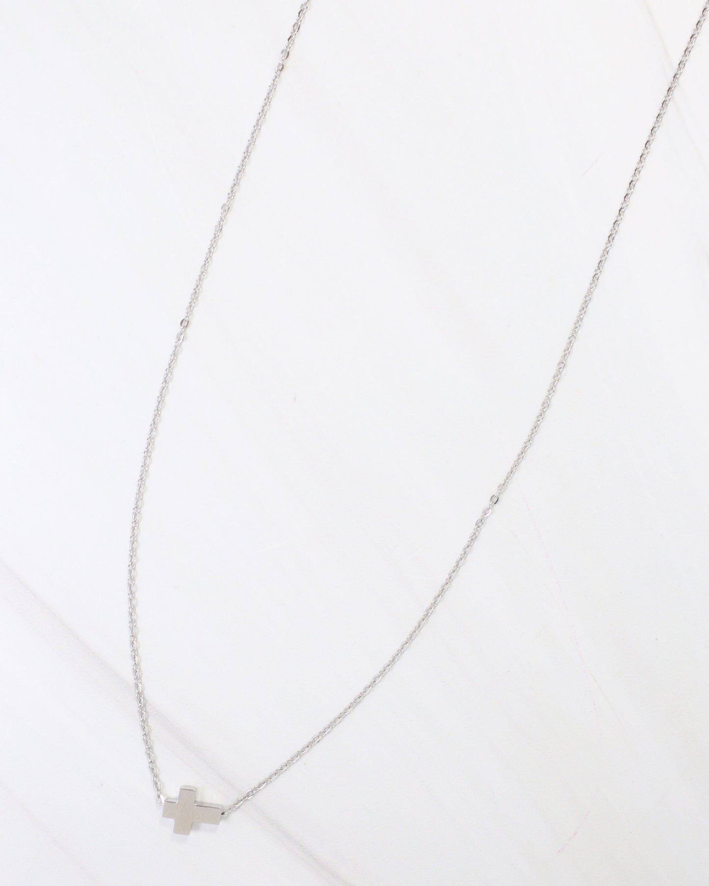 Bronx Cross Necklace Silver