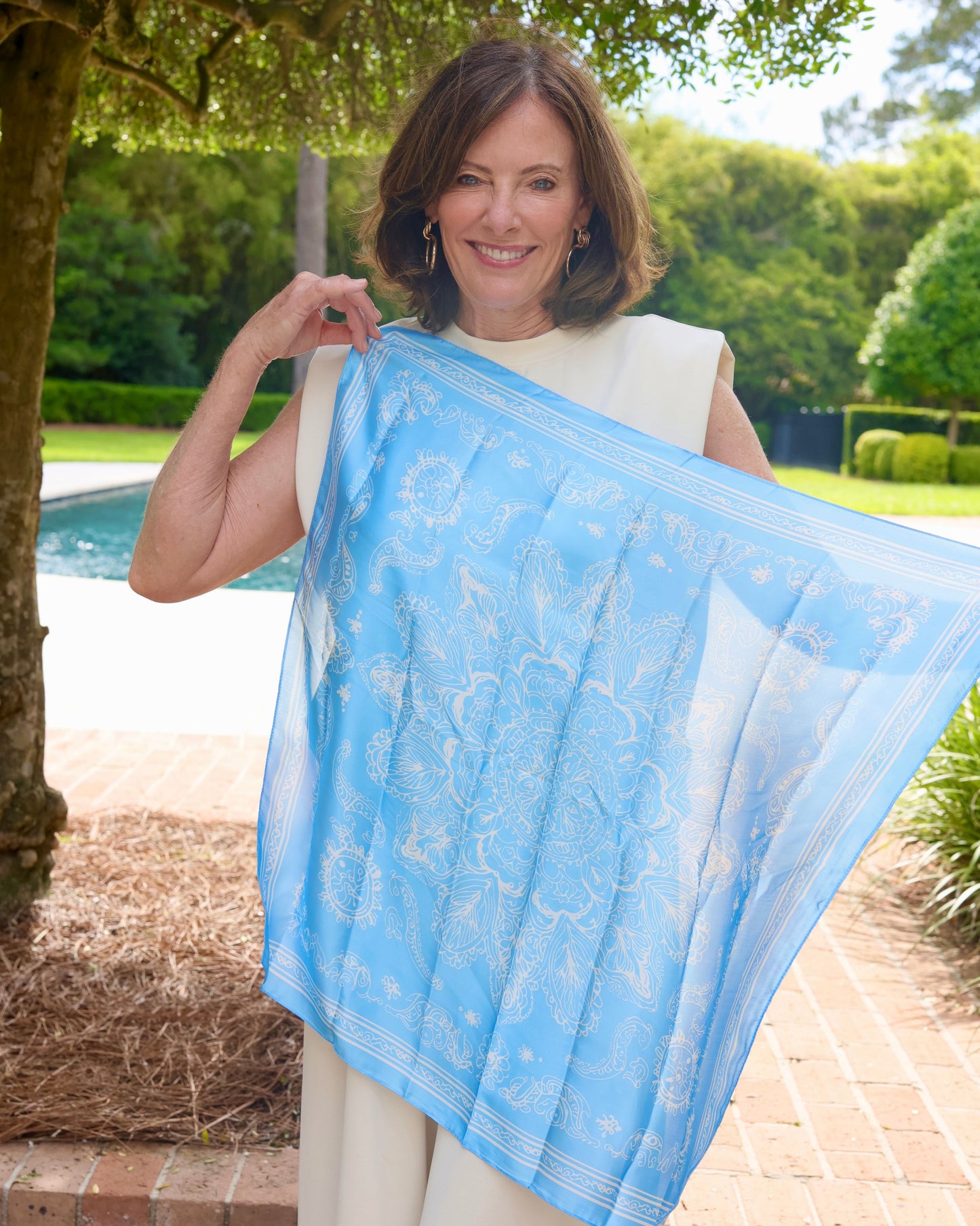 Dora Floral Paisley Scarf Blue