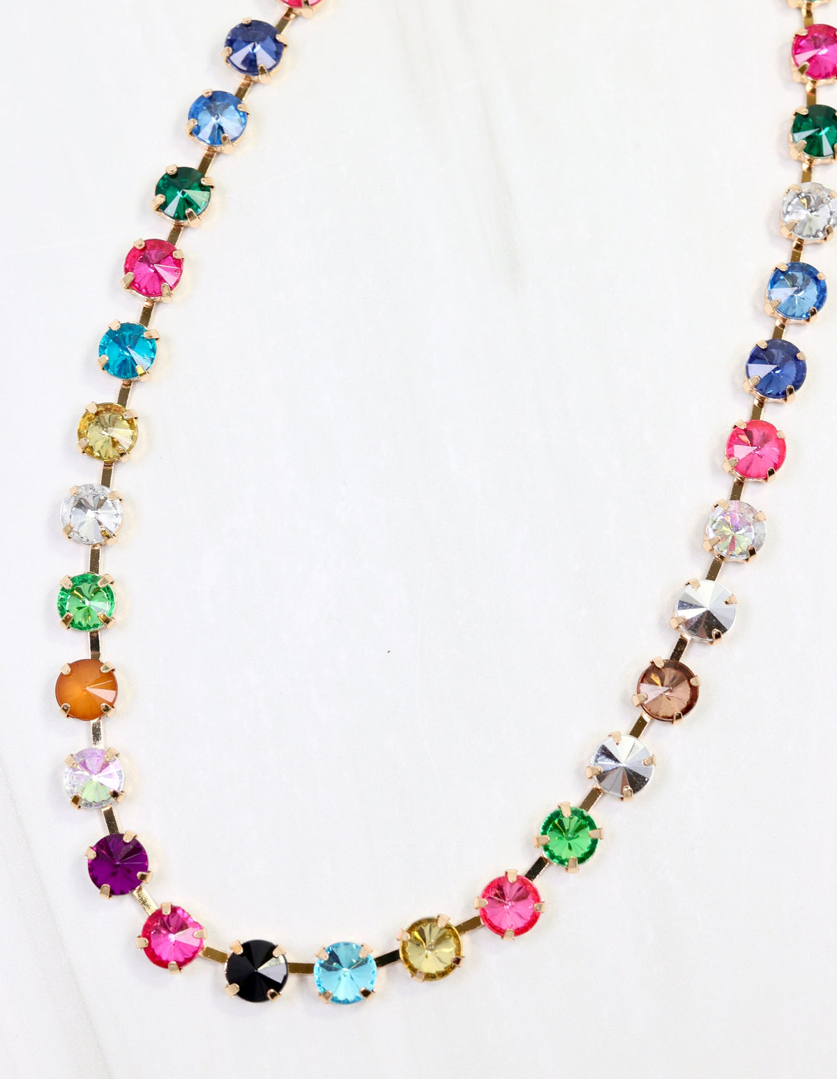 Shalimar Small  Rhinestone Necklace Dark Multi
