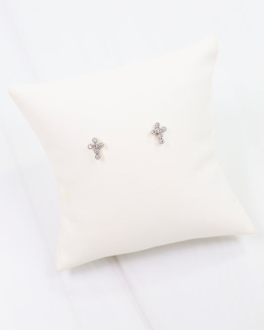 Royal Oak CZ Cross Stud Earring WR Silver