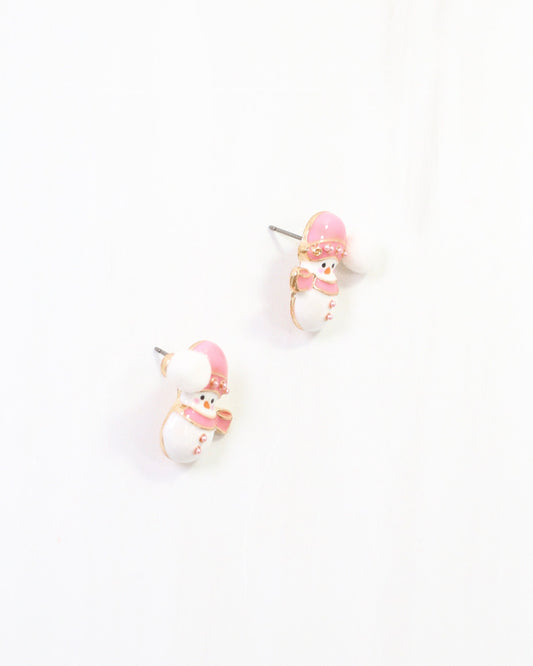 Let it SnowMan Stud Earring Pink