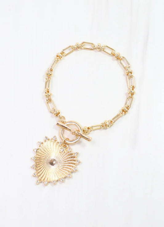 Loren Heart Charm Bracelet Gold