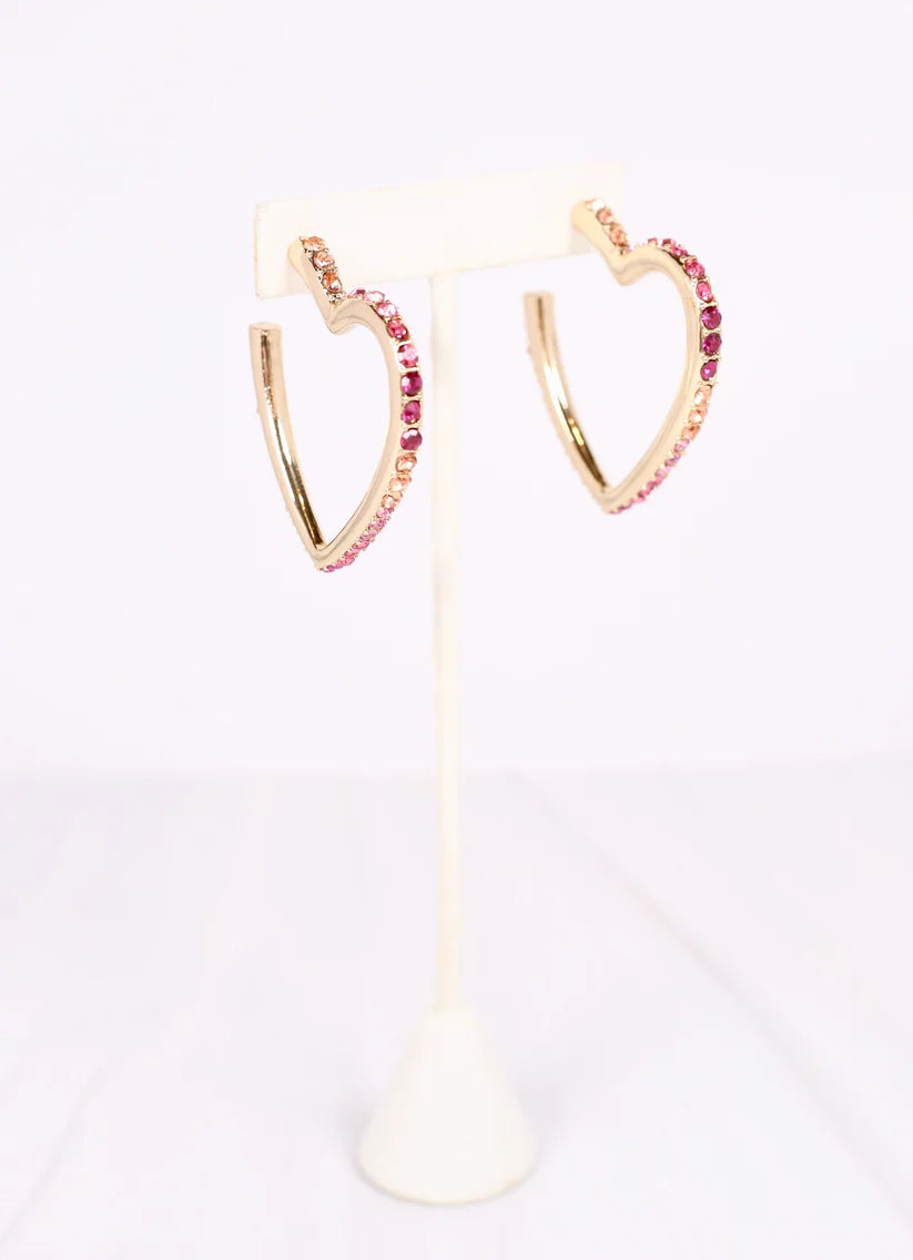 Saint Valentine CZ Heart Earring PINK MULTI