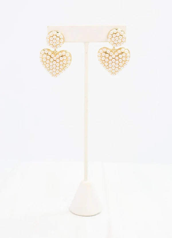 Omarion Pearl Heart Drop Earring Ivory