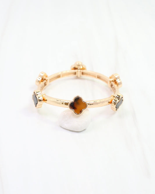 Reuben Clover Stretch Bracelet Tortoise